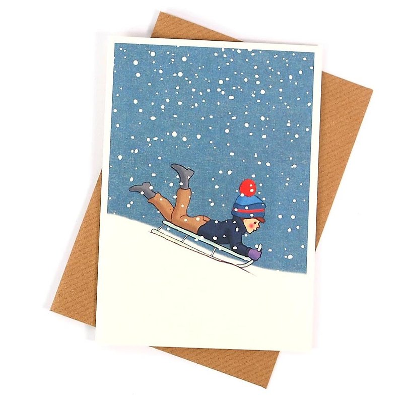スキークリスマスカード[1973カードクリスマスシリーズ] - カード・はがき - 紙 ブルー