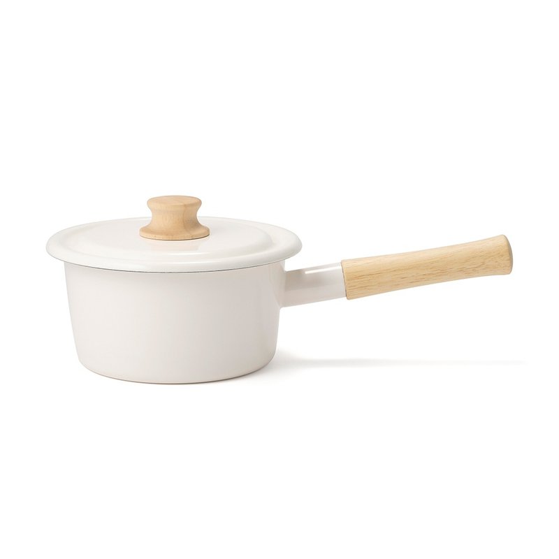 Cotton Series Enamel Sauce Pan 16cm with Lid - White - เครื่องครัว - วัตถุเคลือบ 