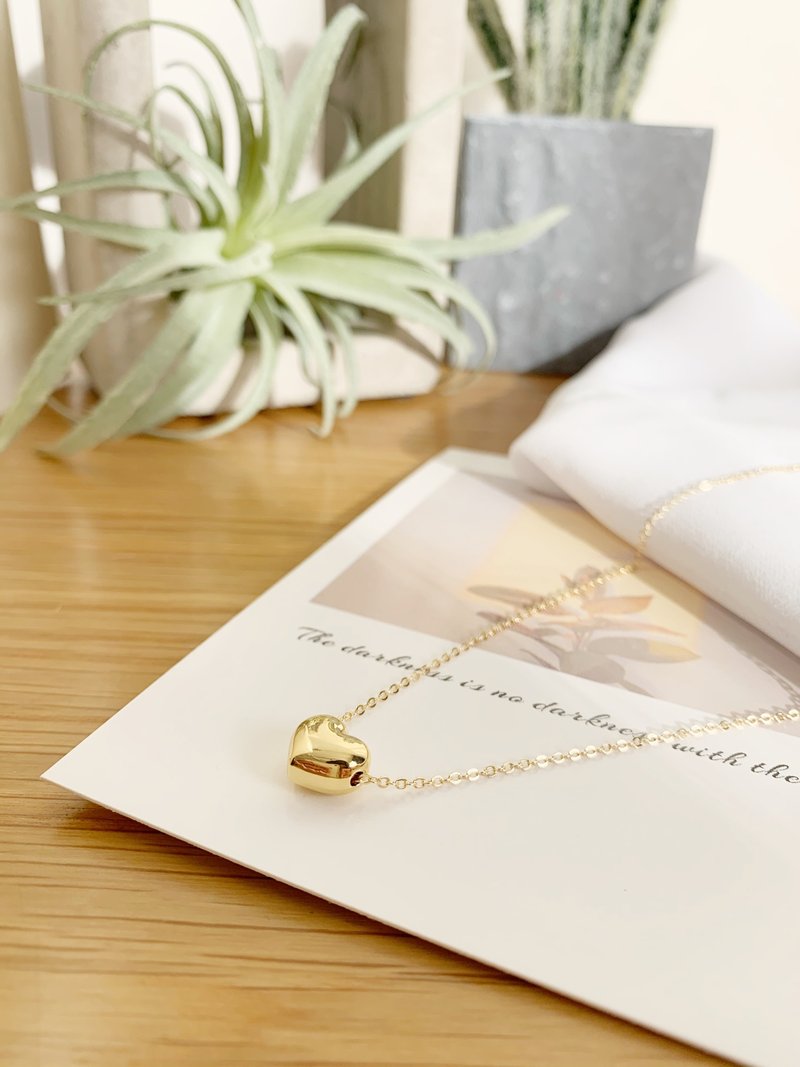 Washable 18k Gold Necklace-Heart Beans Customized Simple Valentine's Day Gift Bo - สร้อยคอ - เครื่องประดับ สีทอง