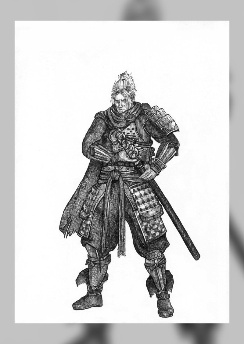 【 Nioh】- Original Drawing, Wall Art, Hanging Paintings,Wall Decoration, Dark art - โปสเตอร์ - กระดาษ สีดำ