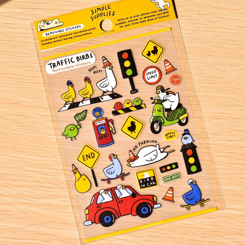 Traffic Birbs Removable Stickers - 貼紙 - 防水材質 黃色