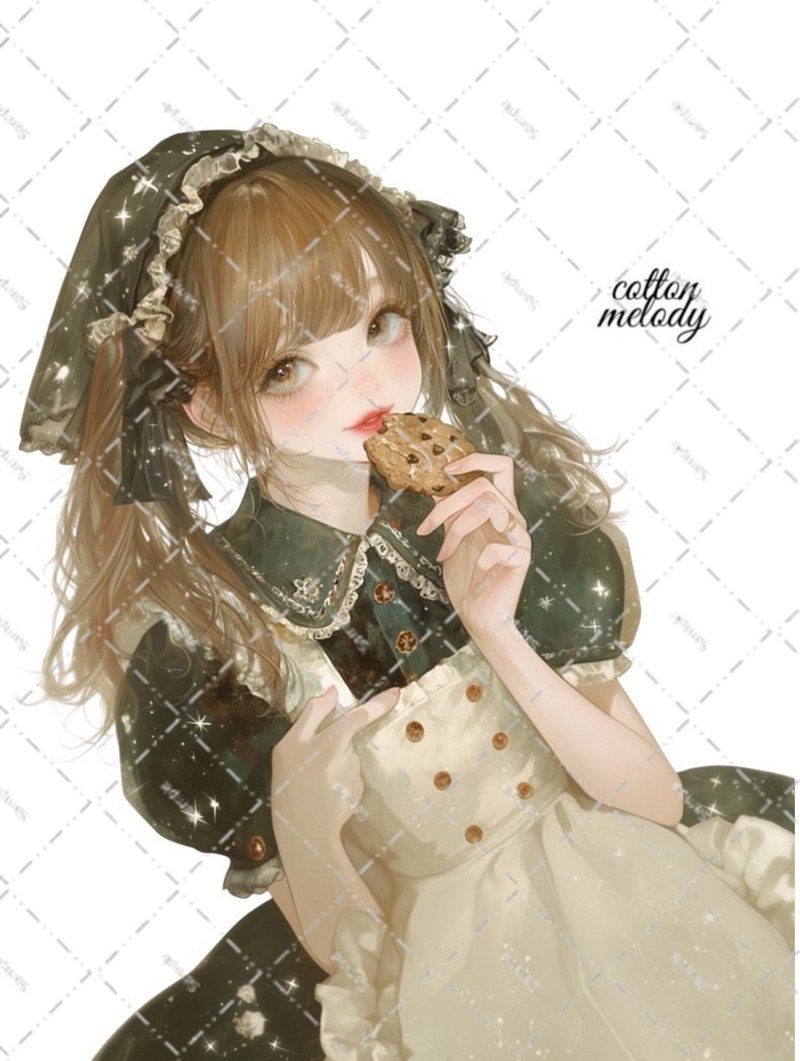 【限定】original sticker no.SB22 // nene様コラボ Patisserie Melody人物ステッカー cottonmelody - 貼紙 - 紙 