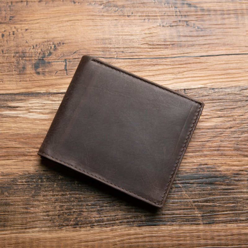 Bi-fold wallet, compact, thin, bill sorting, simple, genuine leather, Japan, business wallet, personalized [Brown] - กระเป๋าสตางค์ - หนังแท้ สีนำ้ตาล