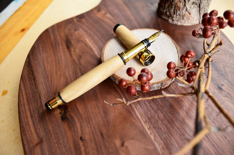 [Customized Gift] Corkwood Handmade Pen│ Lettering│Gifts│Personal Use│Graduation Gift - ปากกาหมึกซึม - ไม้ สีเหลือง