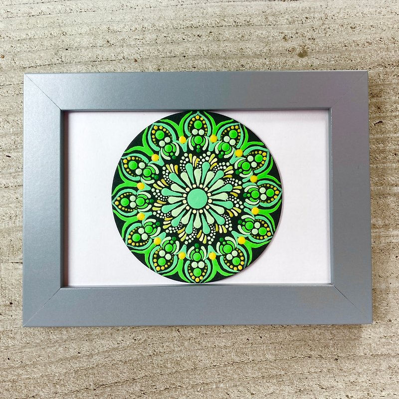 9cm Mini Dot Mandala Postcard with Photo Frame Green - Posters - Paper Green