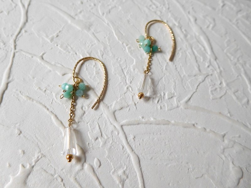 Wrapped 14k Gold Tianhe Stone Swaying Crystal Earrings - Earrings & Clip-ons - Gemstone Blue