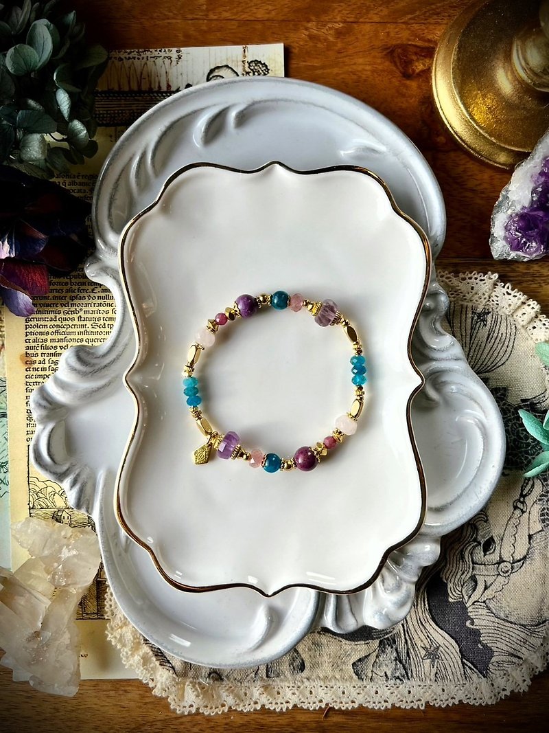 -Psychedelic-Natural crystal bracelet/ Bronze bracelet - Bracelets - Semi-Precious Stones Multicolor