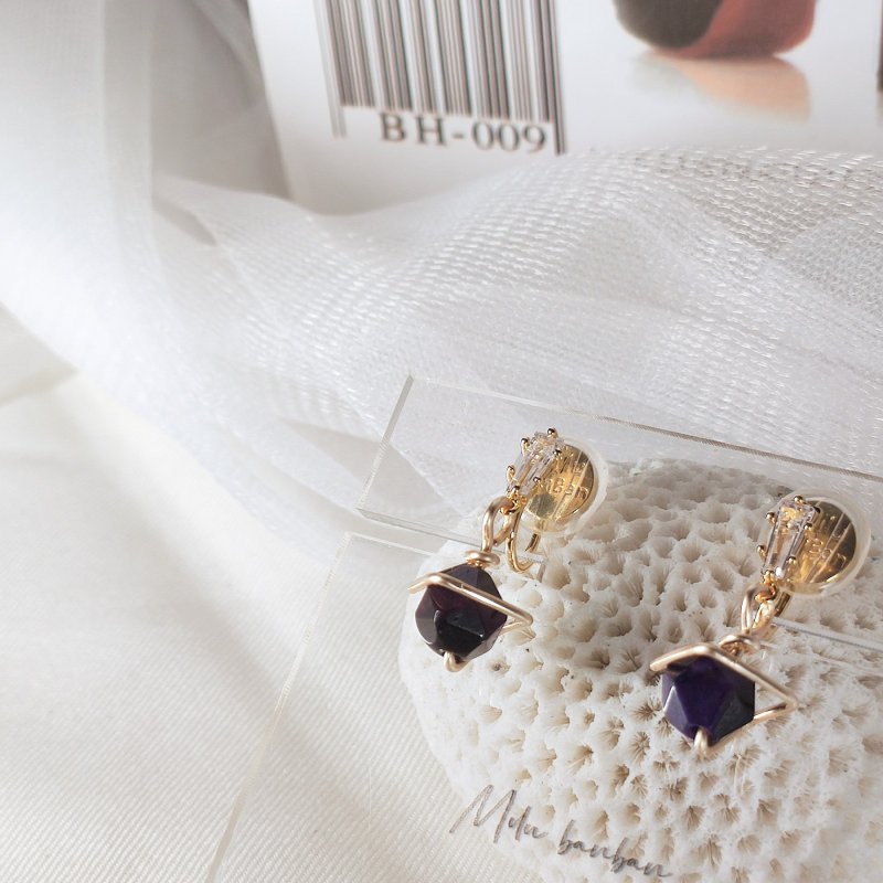 Deep Purple| Stone - Earrings & Clip-ons - Copper & Brass Purple