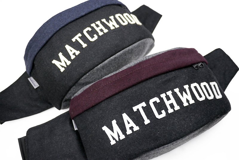 Matchwood Design Matchwood Handy Waist Bag Side Backpack Messenger Backpack Portable Bag Black and Blue Wool - กระเป๋าแมสเซนเจอร์ - วัสดุอื่นๆ สีน้ำเงิน