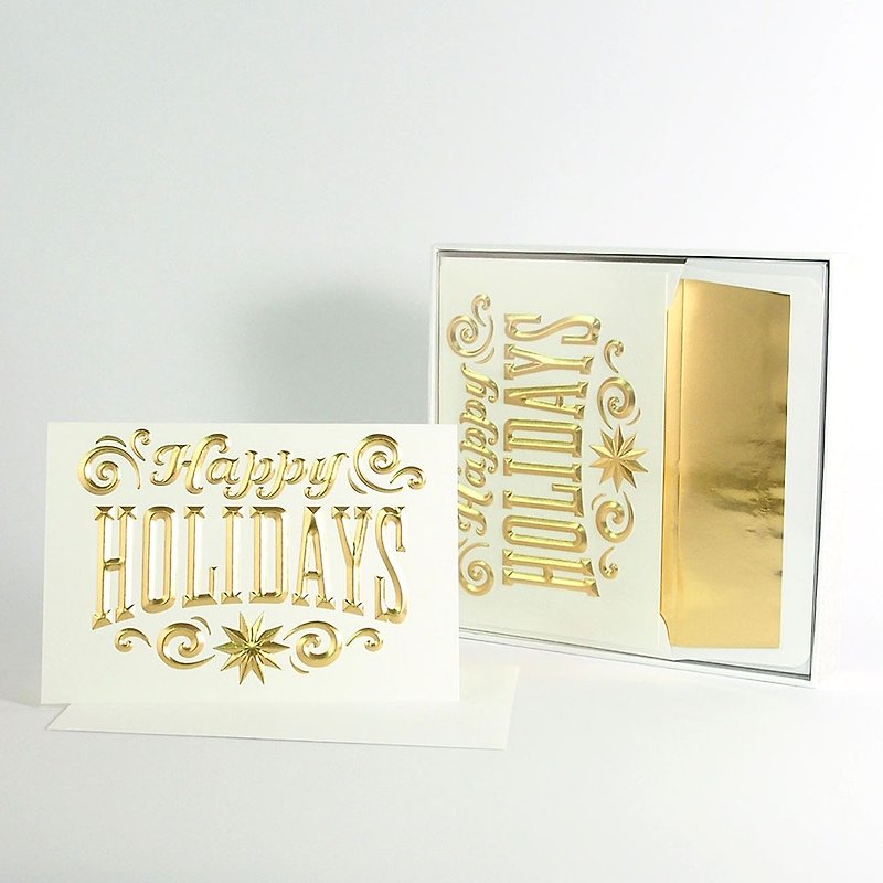 華麗假期  耶誕盒卡8入【Hallmark-卡片 聖誕節系列】 - 心意卡/卡片 - 紙 金色