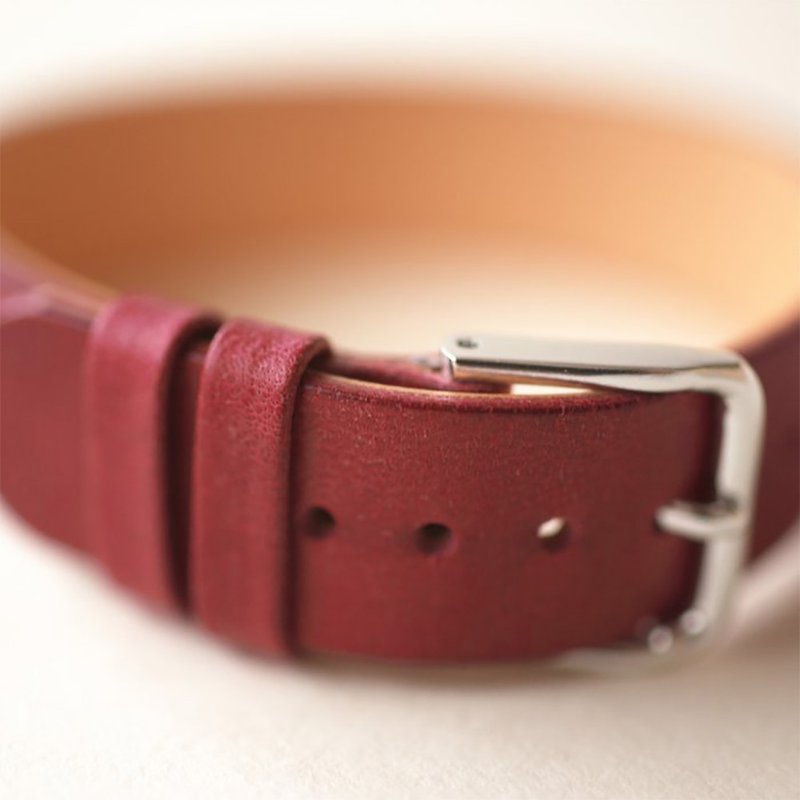 【Ordermade】7mm watchband  / bordeaux wine / Nume Leather - สายนาฬิกา - หนังแท้ สีแดง