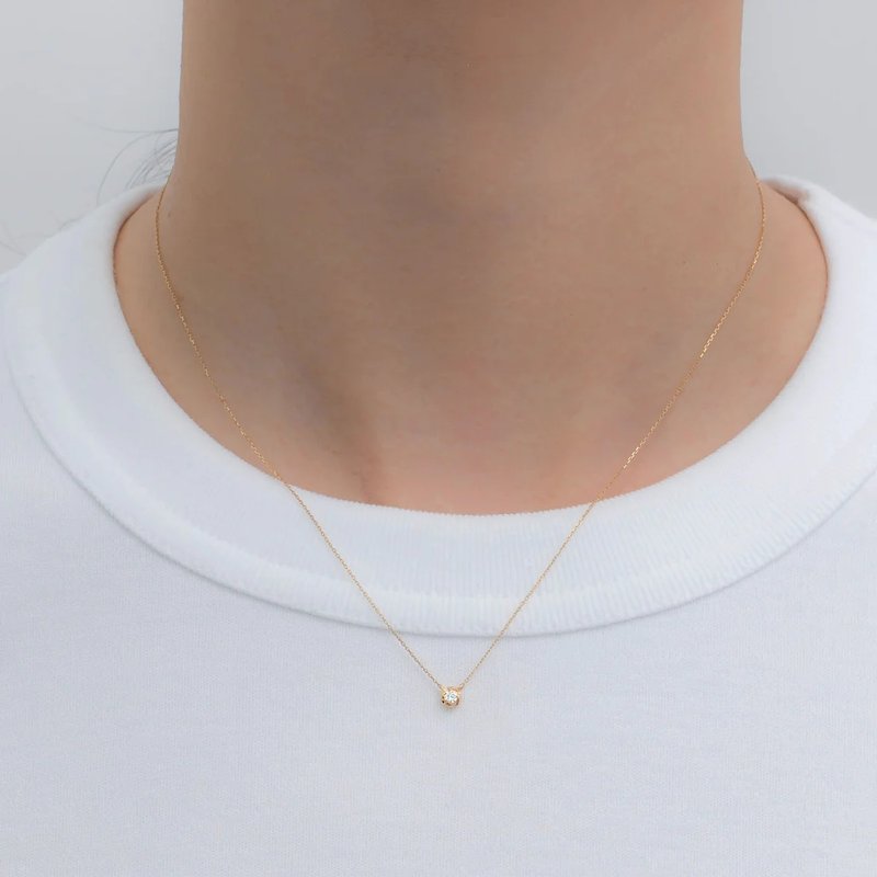 Japanese MONATELIER | K10 (gold) natural diamond necklace [Barry] - Necklaces - Diamond Gold