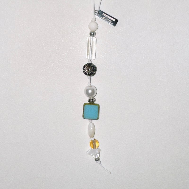 Blue tile keychain bagcharm phonecharm beads keyring - 鑰匙圈/鑰匙包 - 其他材質 多色