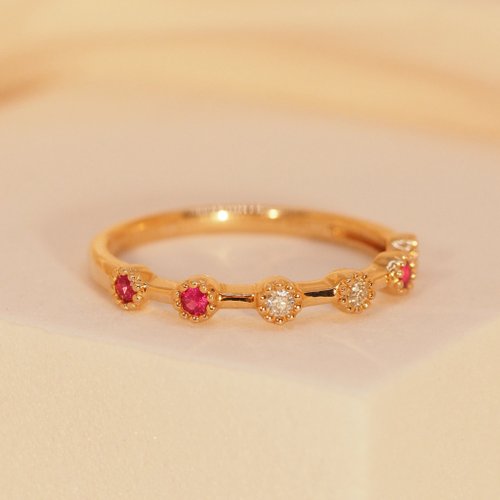 IRIZA Jewellery 18K金紅寶石和鑽石小米戒指 18K Gold Ruby and Diamond Millet R