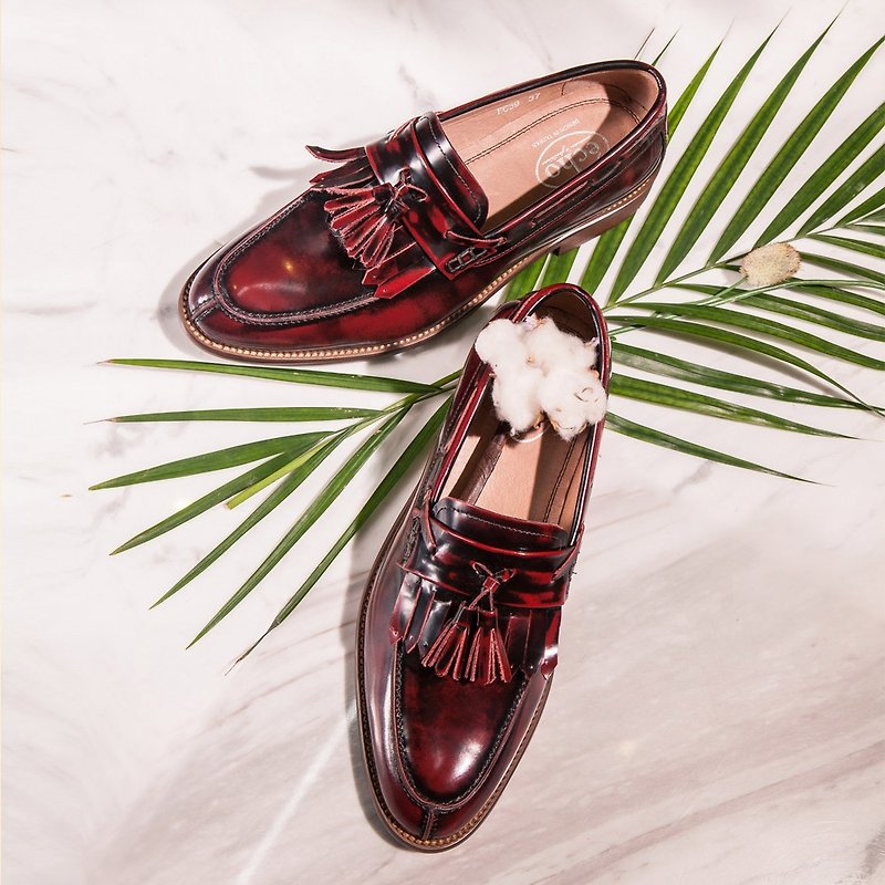 e cho England‧Elegant polished tassel loafers Ec39 red - Women's Oxford Shoes - Genuine Leather Red