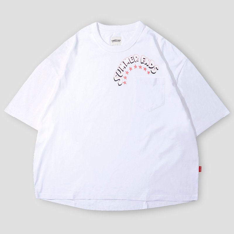 JUMP! TEE 寬鬆版型 口袋 T-SHIRT - T 恤 - 棉．麻 白色
