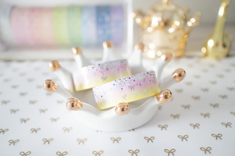 Hot stamping paper tape-Sweetie Bling Bling hot stamping bow - มาสกิ้งเทป - กระดาษ หลากหลายสี