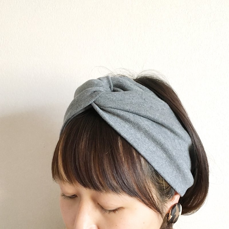 hair band plain charcoal gray -organic Tshirt fabric- - Headbands - Cotton & Hemp Gray
