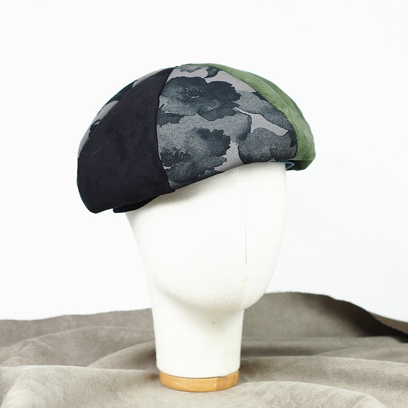 Handmade double-sided Berets - หมวก - ผ้าฝ้าย/ผ้าลินิน สีดำ