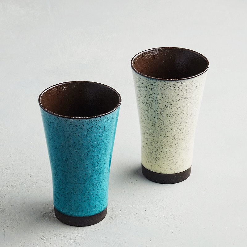 There is a kind of creativity-Japanese Mino ware-Qingfeng Moxue long pottery cup gift set (2 pieces) - ถ้วย - ดินเผา หลากหลายสี