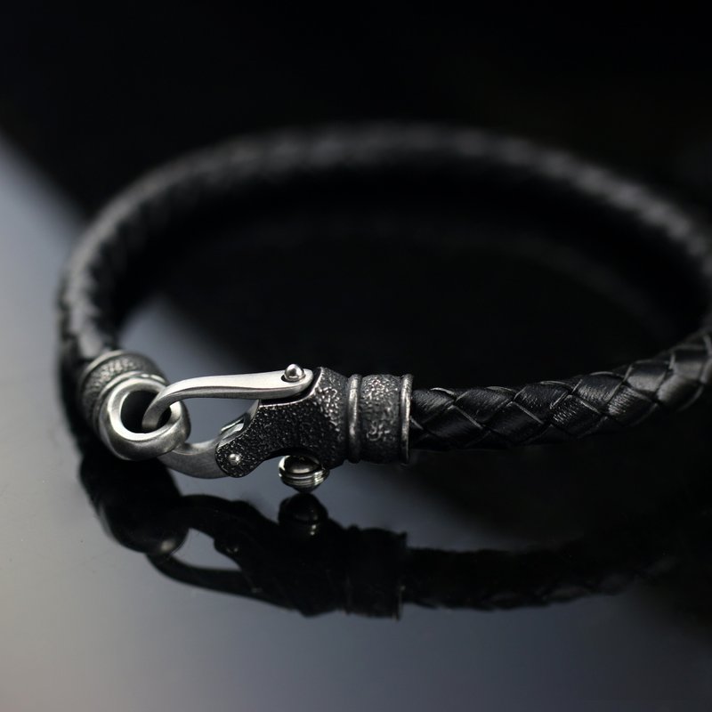 LEGEND genuine leather bracelet - สร้อยข้อมือ - สแตนเลส สีดำ