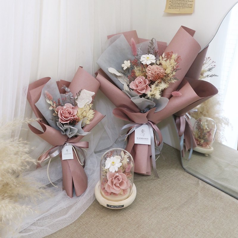 Valentine's Day Bouquet ー [Cherish] Immortal Bouquet | Dried Flower/Eternal Flower/Confession Bouquet/Birthday Gift - ช่อดอกไม้แห้ง - พืช/ดอกไม้ สึชมพู