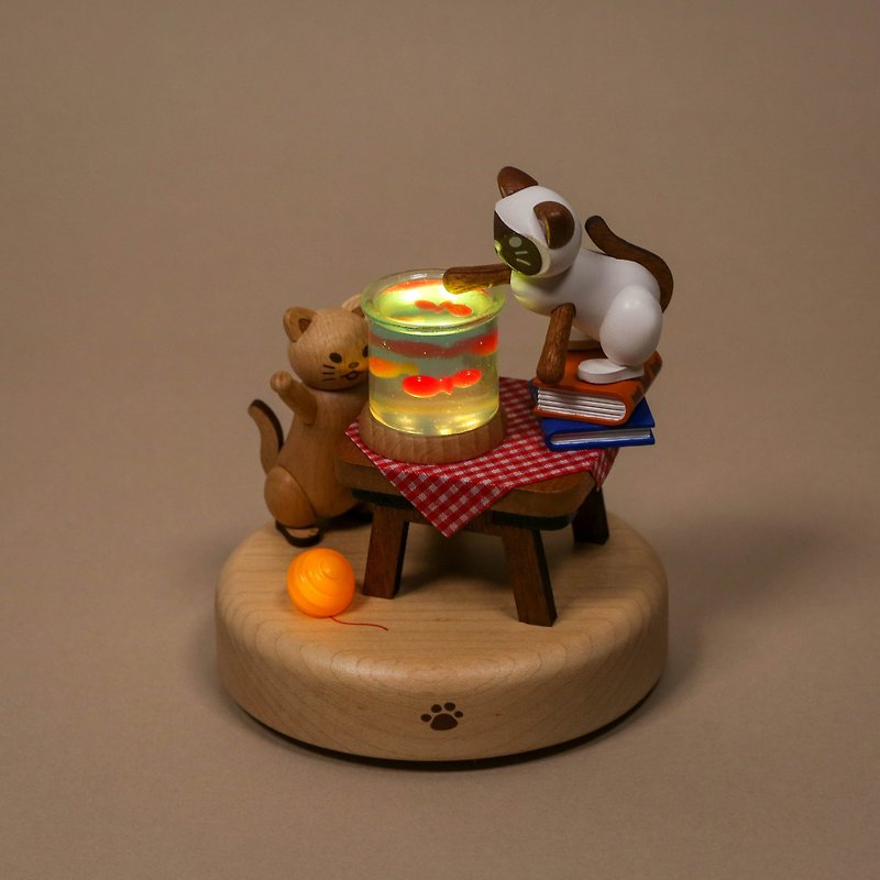 【Cats and Fish Tank】Wooden Ambiance Light | Wooderful life - Lighting - Wood Multicolor
