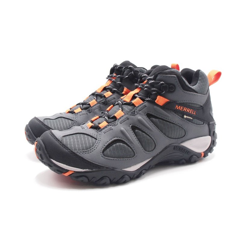 MERRELL (men) YOKOTA 2 SPORT GTX outdoor shock-absorbing mid-calf hiking shoes for men - gray orange - รองเท้าวิ่งผู้ชาย - วัสดุกันนำ้ 