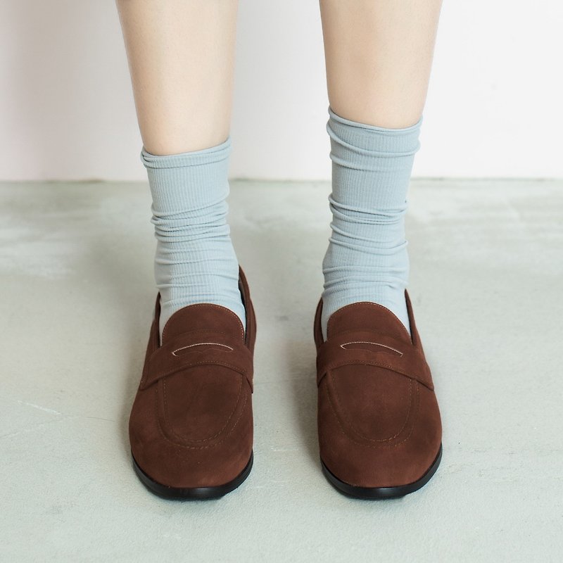 Casual straight set! Moonwalk penny loafers coffee full leather MIT-acorn - Women's Leather Shoes - Genuine Leather Brown