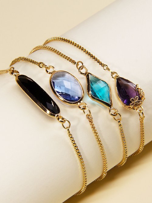 JTK Jewellery 簡約復古水晶手鍊 | 極簡寶石手鏈 | 復古精緻水晶手鍊 | 彩石
