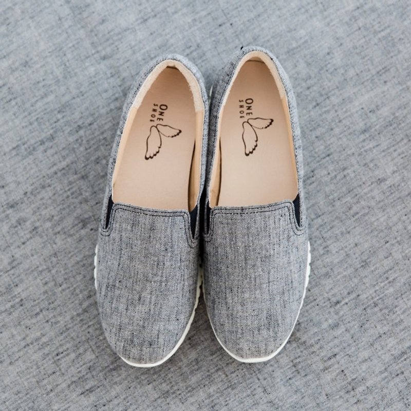 Japanese fabric super lightweight casual shoes-coffee gray gold out of print - รองเท้าลำลองผู้หญิง - ผ้าฝ้าย/ผ้าลินิน สีเทา