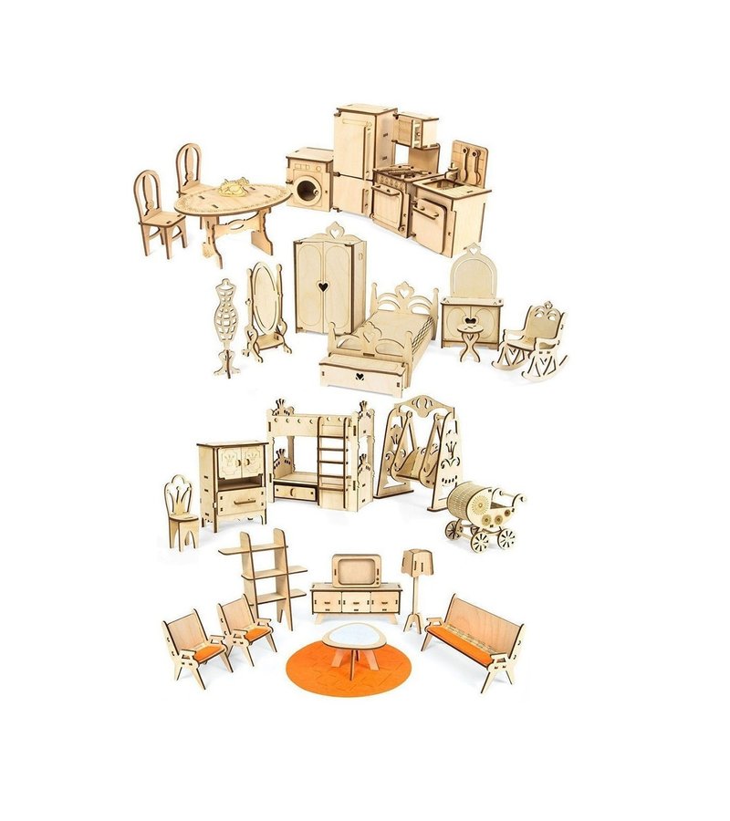 Scale 1:24 Wooden DollHouse Furniture | FREE shipping | Puzzles Miniatures - ของเล่นเด็ก - ไม้ 