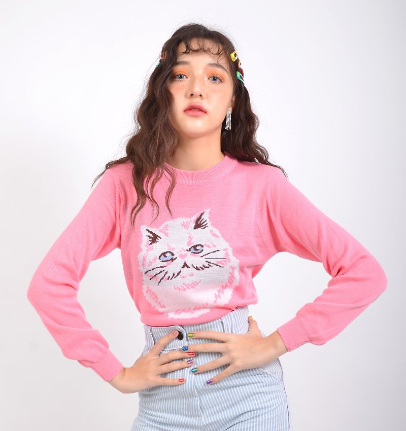 kitten Sweater Pink - 女毛衣/針織衫 - 其他材質 粉紅色