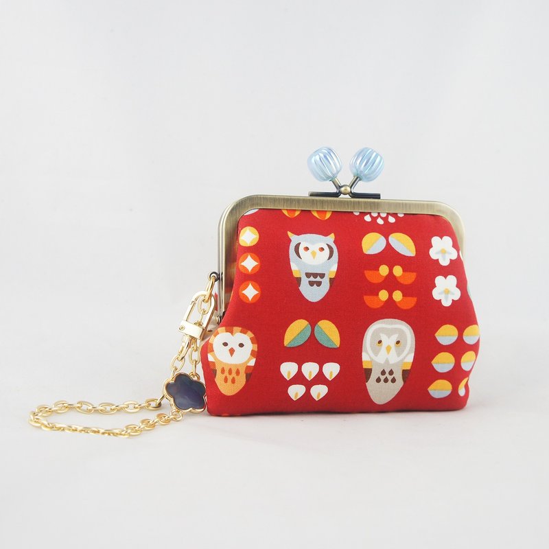 【Owl】Double-layer gold wallet - Wallets - Cotton & Hemp Red