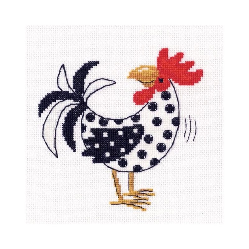 RTO cross stitch material package-C276 black and white dotted chicken - Knitting, Embroidery, Felted Wool & Sewing - Other Materials 