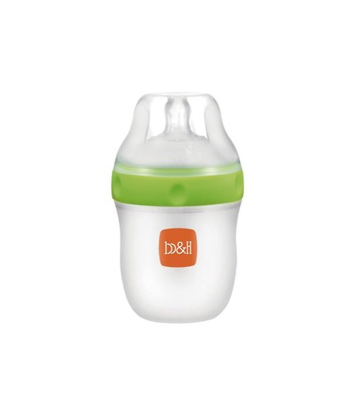 Ubelife b&h 新一代食品級LSR矽膠奶瓶 160ml配超寬口徑奶嘴 (綠色)