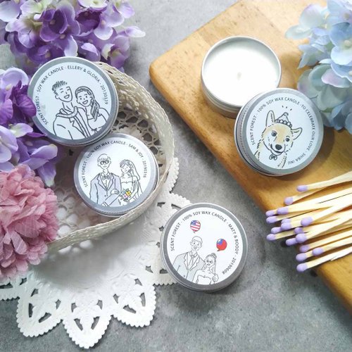 Scent Forest 香氛森林 【訂製】大豆蠟燭 - 30g小蠟燭 客製插畫 婚禮小物 彌月禮 禮贈品