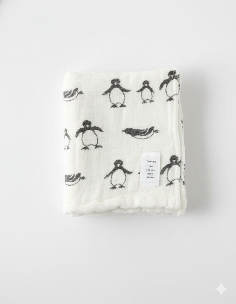 【日本fuwara六重ガーゼタオル】ペンギンタオル - タオル・バスタオル - コットン・麻 ホワイト