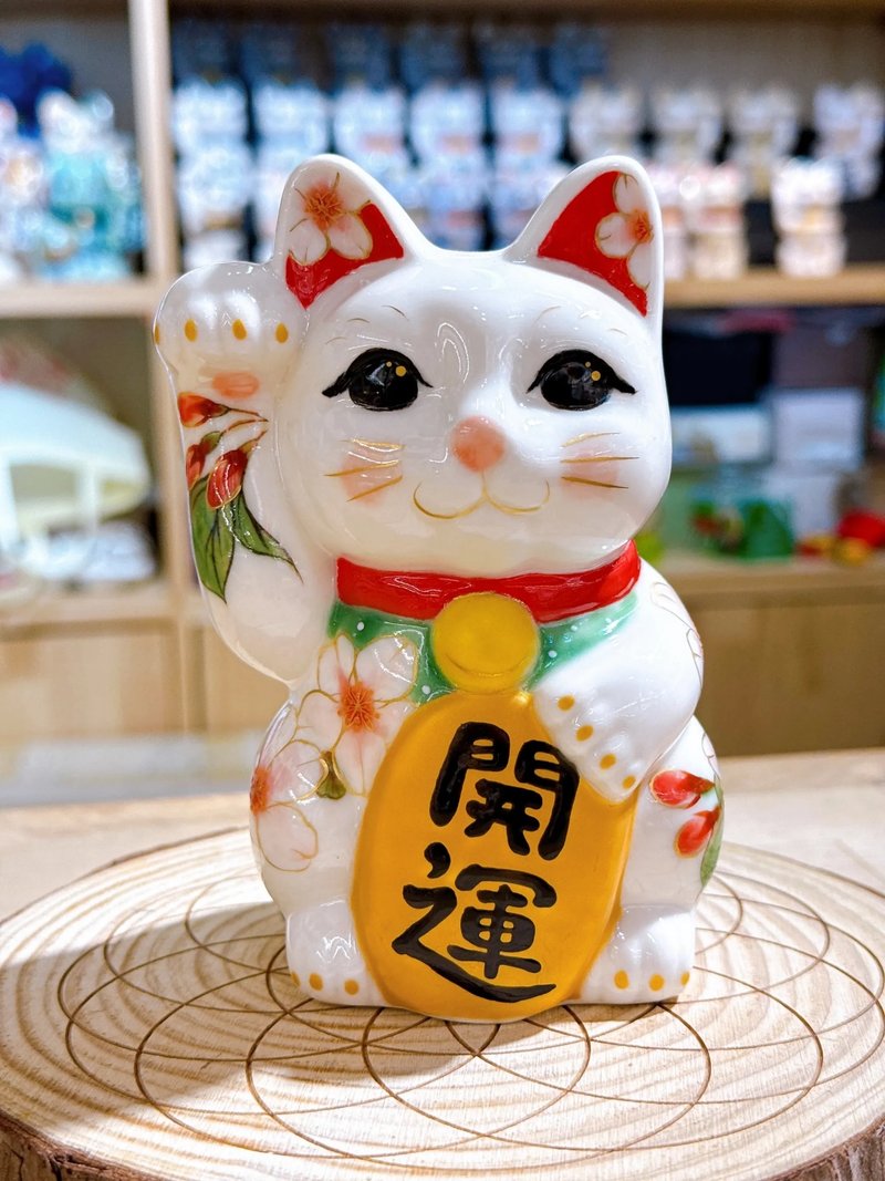 【櫻舞春運】日本清水燒招財貓 | 色繪 - 櫻 - 擺飾/家飾品 - 瓷 白色