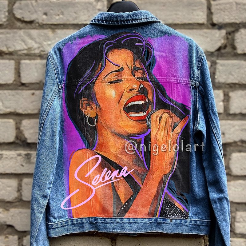 Painted Denim Jacket Selena Quintanilla Custom jacket Gift personalized jacket - Women's Casual & Functional Jackets - Cotton & Hemp Multicolor