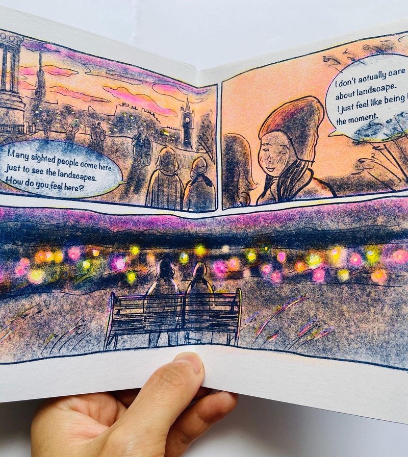 Sightfeeling 6-page comic three-color Riso Zine - Indie Press - Paper Orange