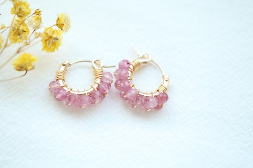 JieJie Jewelry HappyCircle1.3cm│草莓晶款 美國14kgf 耳夾 人緣 戀愛運 禮物