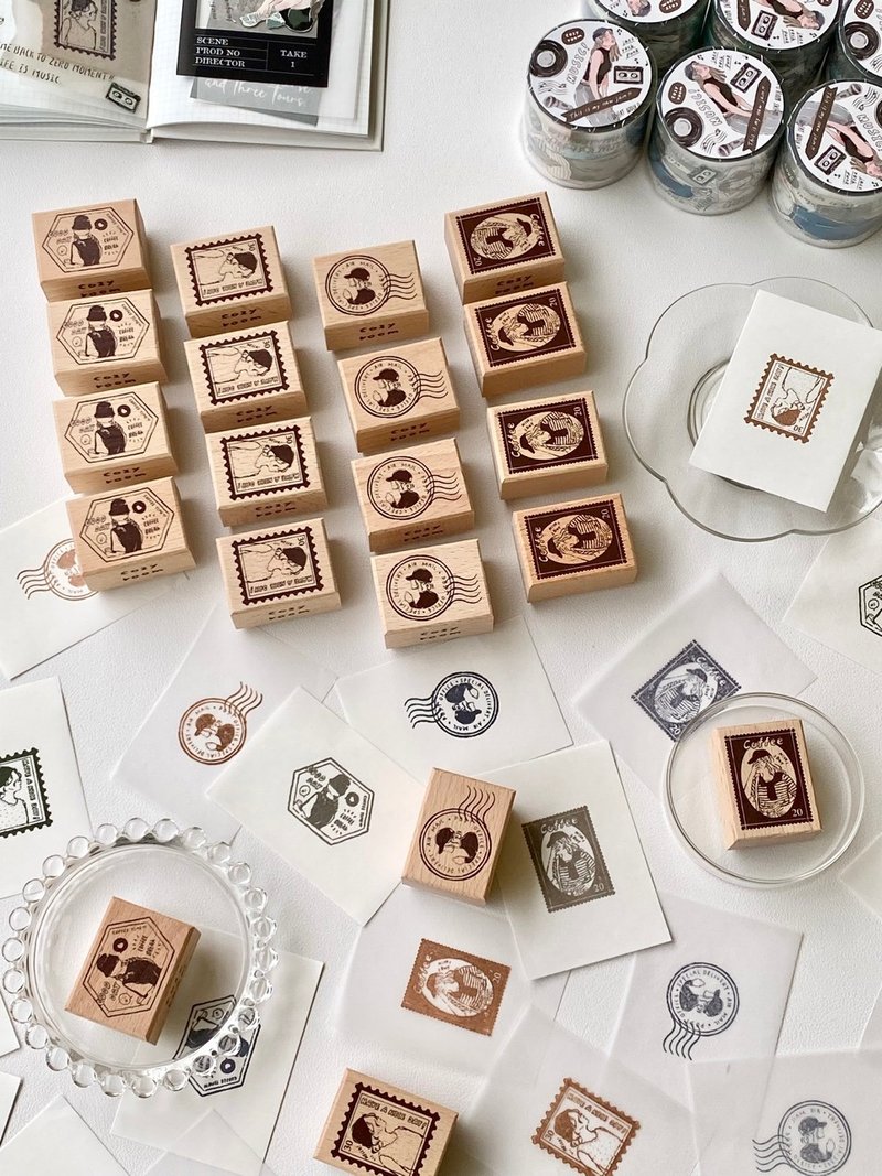 Cozyroom/Women's stamp stamp/Beech wood stamp/Wooden stamp/4 types in total - Stamps & Stamp Pads - Wood Brown