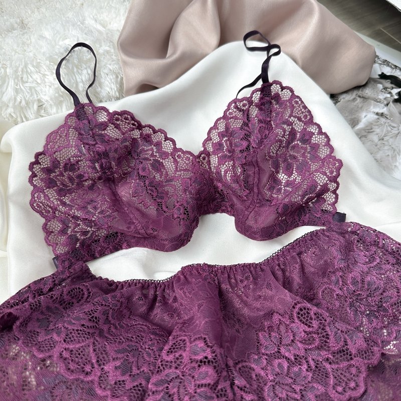 set (bra + panties) dark purple, basic see-through - Women's Underwear - Other Materials 