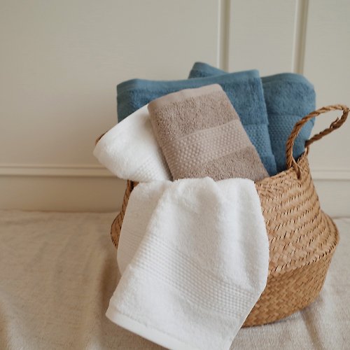 家適居家寢飾生活館 葡萄牙織造進口浴巾、毛巾-100%純棉-三色