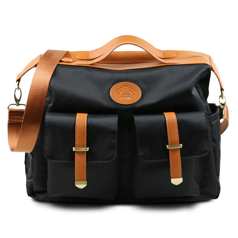 [Kiss] package - simple black mother bag / oblique backpack / shoulder bag / Backpack / Mother's Day Preferred - กระเป๋าคุณแม่ - วัสดุกันนำ้ สีดำ