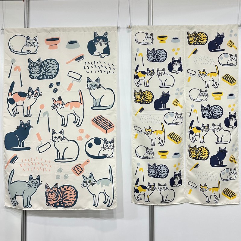 Daily door curtain/hanging with cats - ม่านและป้ายประตู - เส้นใยสังเคราะห์ หลากหลายสี