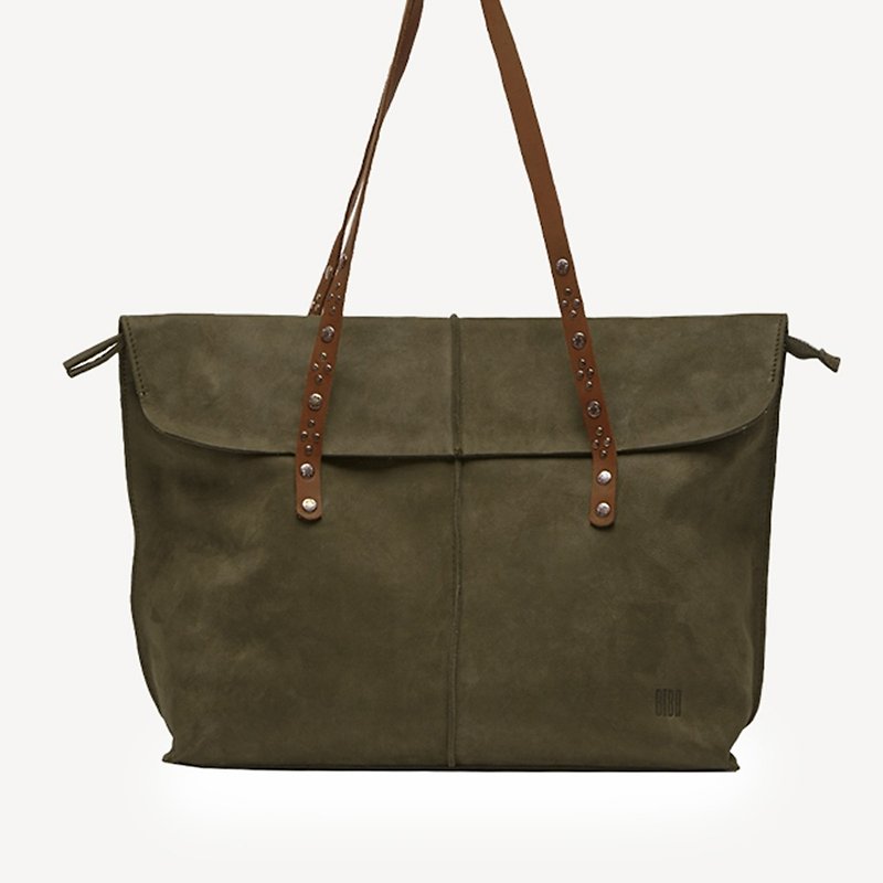 Levelland-Shopping-Bag - กระเป๋าแมสเซนเจอร์ - หนังแท้ สีเขียว