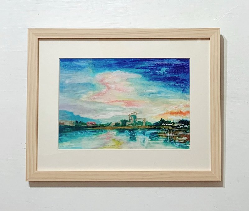 Sunset in Hsinchu-original painting/A4 size - โปสเตอร์ - กระดาษ 