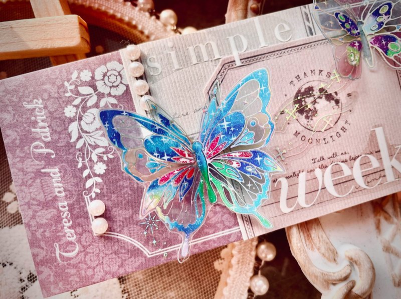 Sparkling Butterfly PET Paper Tape Stereo Laser Silver Special Craft Blue - Washi Tape - Other Materials Blue